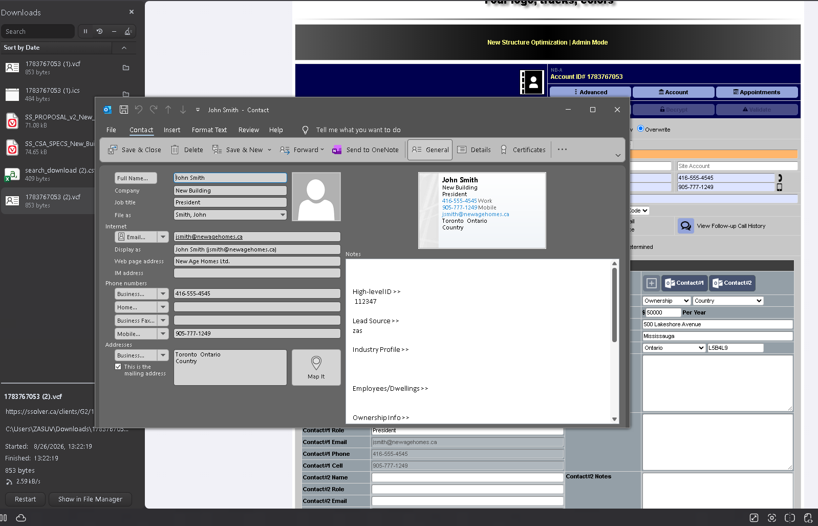 Contact to Outlook